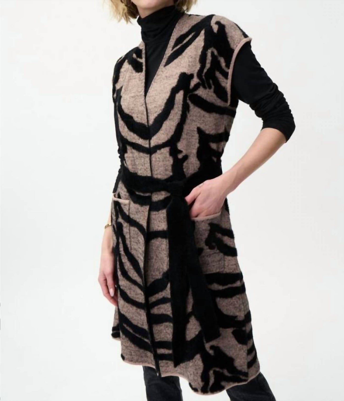 Joseph Ribkoff - Animal Print Long Sweater Vest