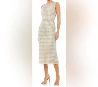 Mac Duggal - Sleeveless High Neck Beaded Mini Sheath Dress