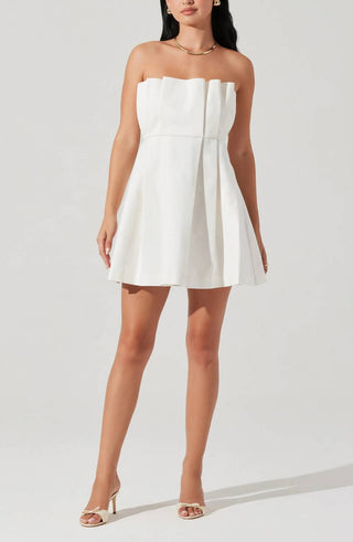 Astr - Clemira Pleated Strapless Cotton Dress