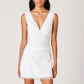 Nia - Celia Plunge V Neck Linen Scalloped Trim Top