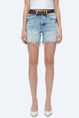 Bayeas - Bella High Rise Button Fly Distressed Denim Shorts