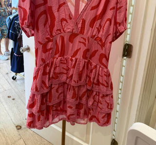 Day + Moon - Tiered Ruffle Romper Dress With Lace