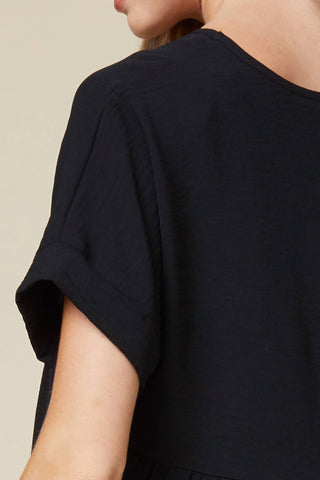 Entro - Textured Babydoll Top - Plus Size