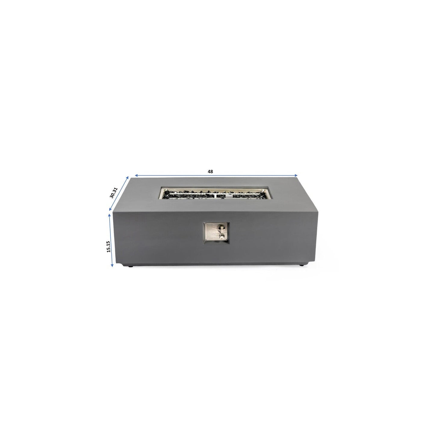 Volon Modern Rectangular Fire Pit Table in Light Gray