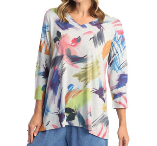 Jess & Jane - Women's Vernet V Neck High Low Tunic Top