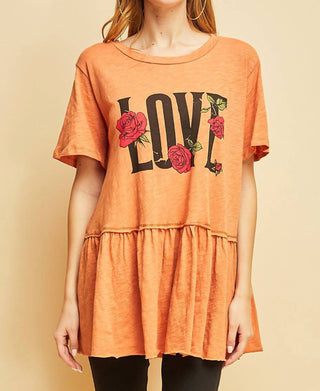 Entro - Love Graphic Peplum Top