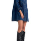 Elan - Button Down Denim Long Sleeve Dress