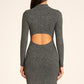 Blue Blush - Cutout Cotton Ribbed Midi Dress