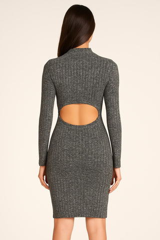 Blue Blush - Cutout Cotton Ribbed Midi Dress