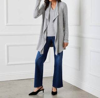 Karen Kane - Ribbed Drape Front Cardigan