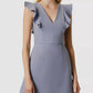 French Connection - Whisper Ruffle V Neck Dress