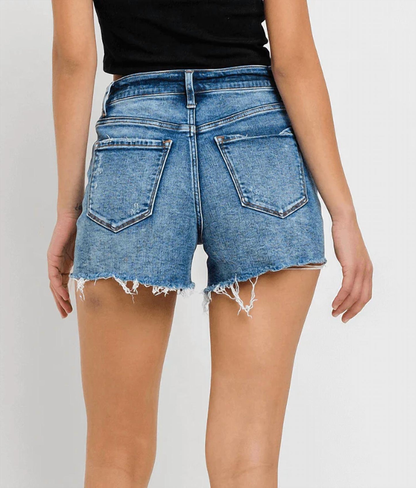 Vervet By Flying Monkey - High Rise Raw Hem Denim Short