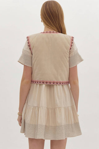Entro - CORDUROY FLORAL EMBROIDERED VEST