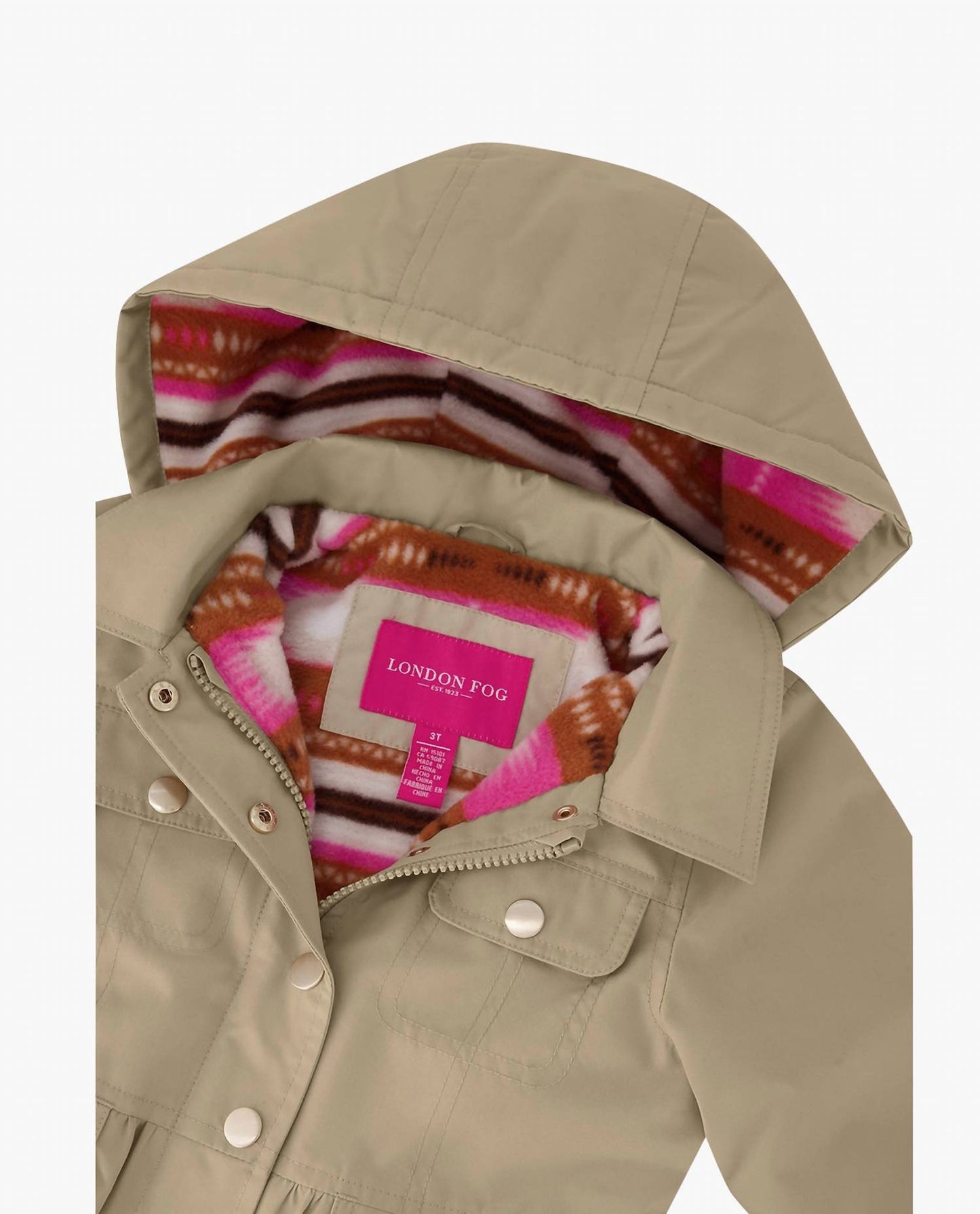 London Fog - London Fog Girls Snap-Front Skirted Trench With Hood