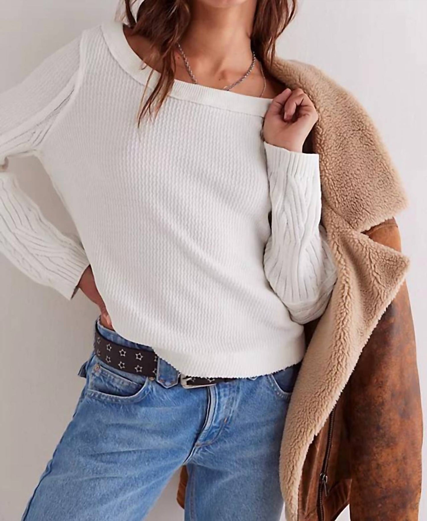 Free People - Swing Cable Cuff Long Sleeve Top