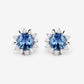 1.87 Carat Genuine Blue Sapphire and White Diamond 14K White Gold Earrings
