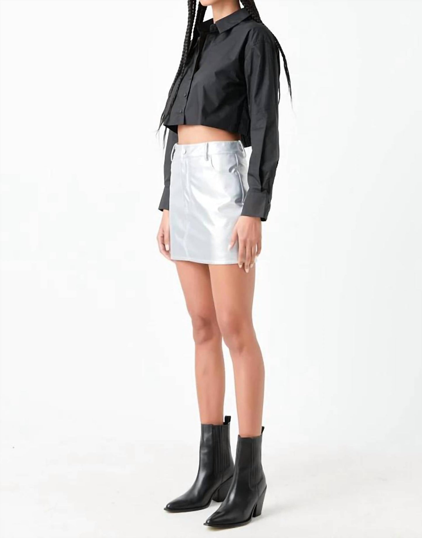 Grey Lab - Raw Edge Cropped Shirt