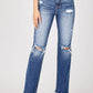 Risen - Full Size Raw Hem Distressed Straight Jeans