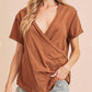 Aemi + Co - Short Sleeve Faux Wrap Top