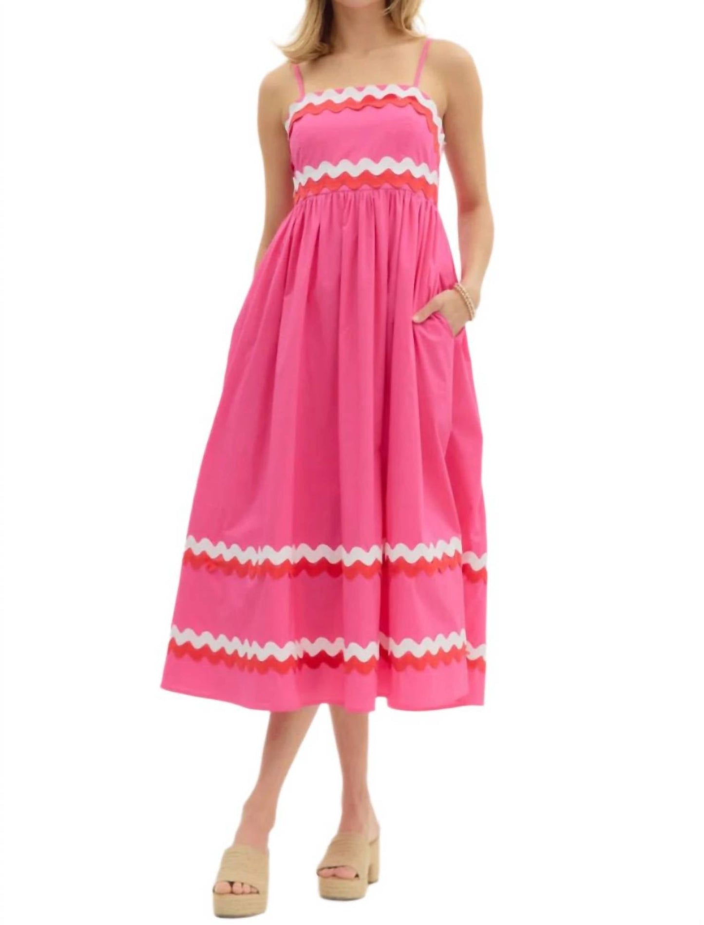 Entro - Straight Neck Midi Dress
