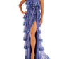 Ellie Wilde - Embroidered Tulle Tiered Ruffles Prom Dress