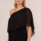 Adrianna Papell - One Shoulder Chiffon Cape Midi Dress