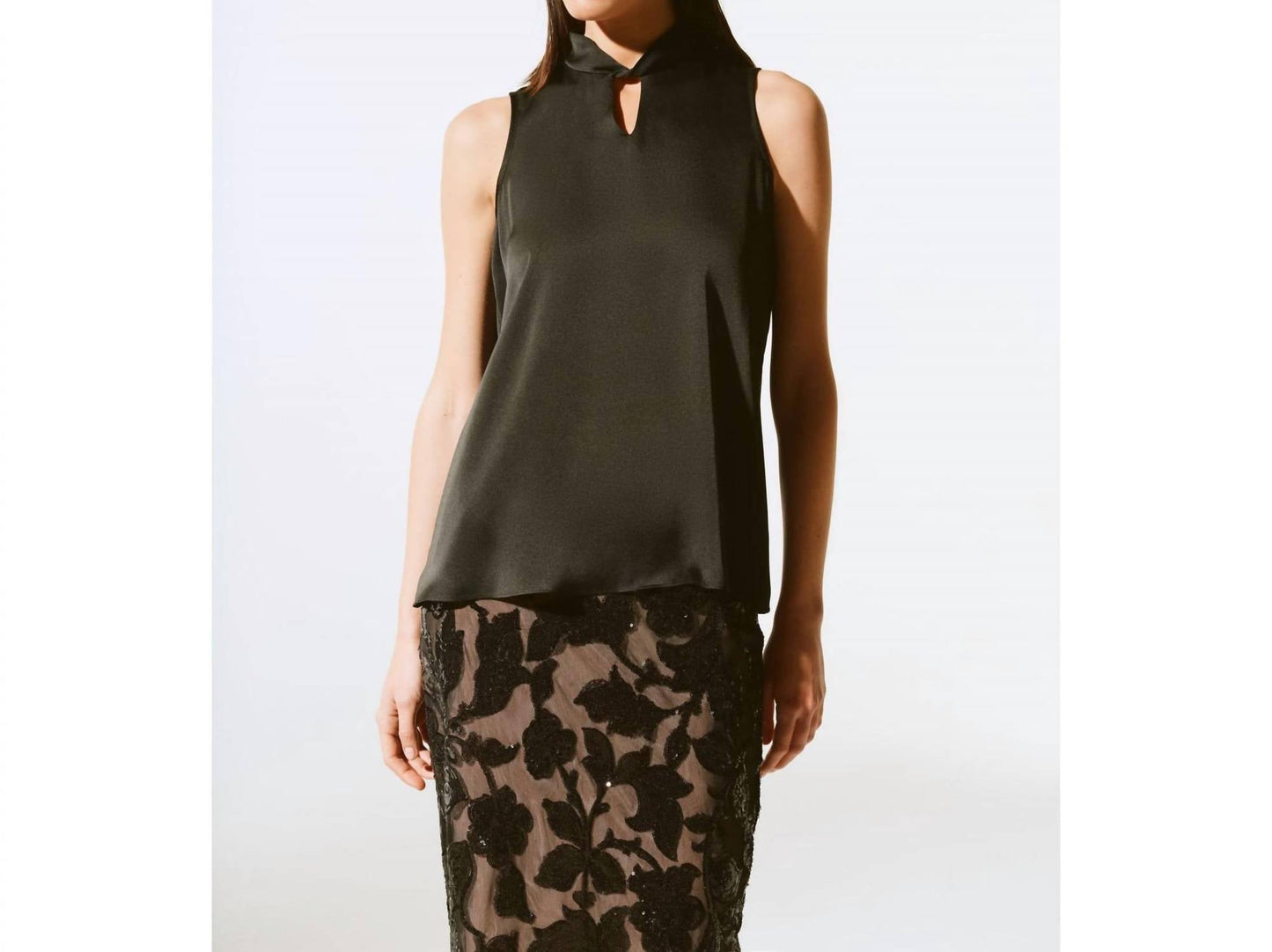 Joseph Ribkoff - Satin Sleeveless Keyhole Top