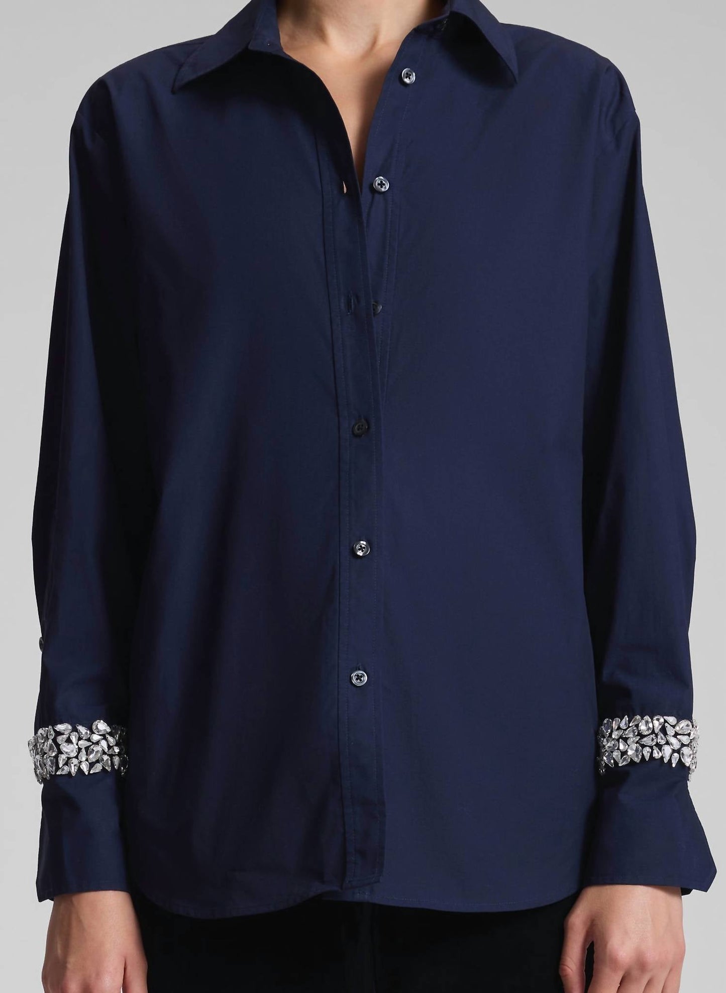 A.L.C. - Calvin Crystal Embellished Long Sleeve Shirt