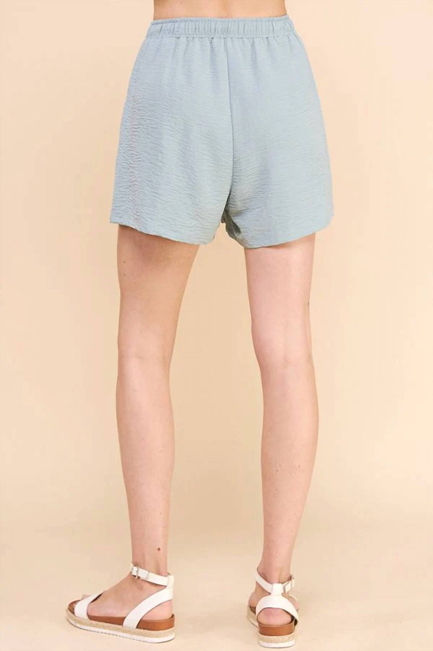 Allie Rose - Soft & Airy Rolled Cuff Short Sleeve Top And Adjustable Short