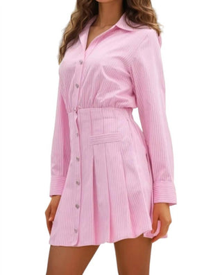 Entro - Ashley Striped Pleated A-line Mini Dress