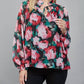 61 Jane - Women's Floral Keyhole Tie Neck Blouse