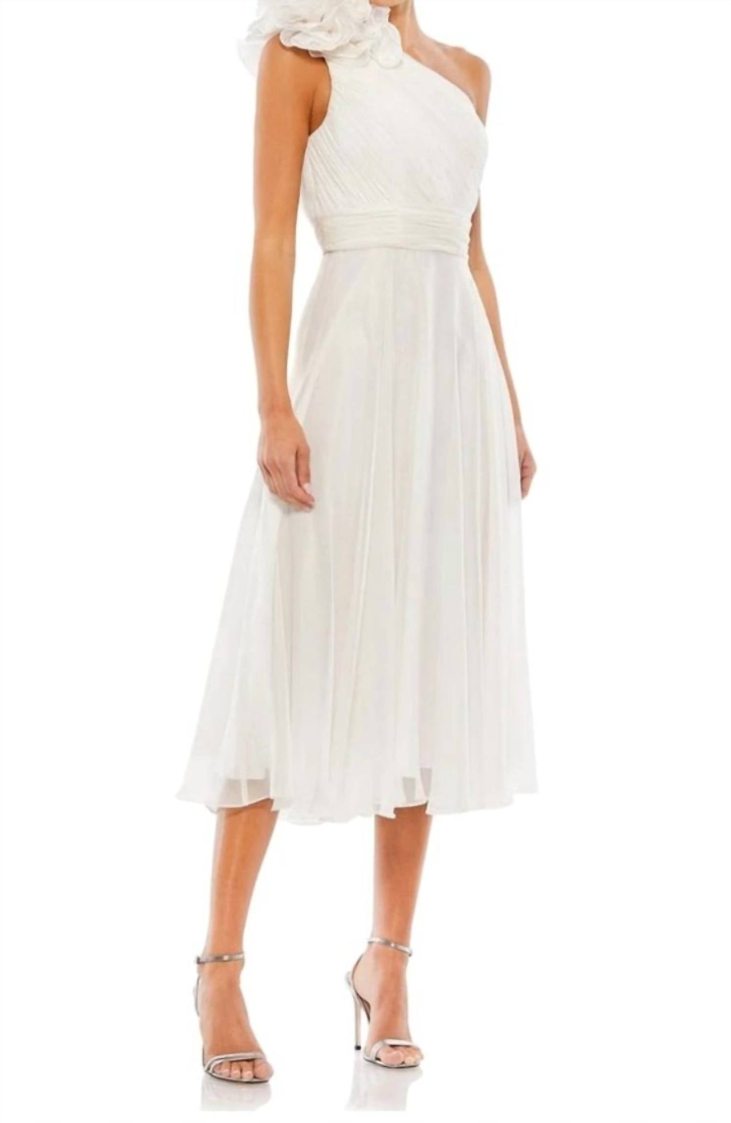 Mac Duggal - Rosette One Shoulder Tea Length Dress
