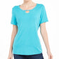 Karen Scott Women's Studded Keyhole Top Blue Size Small