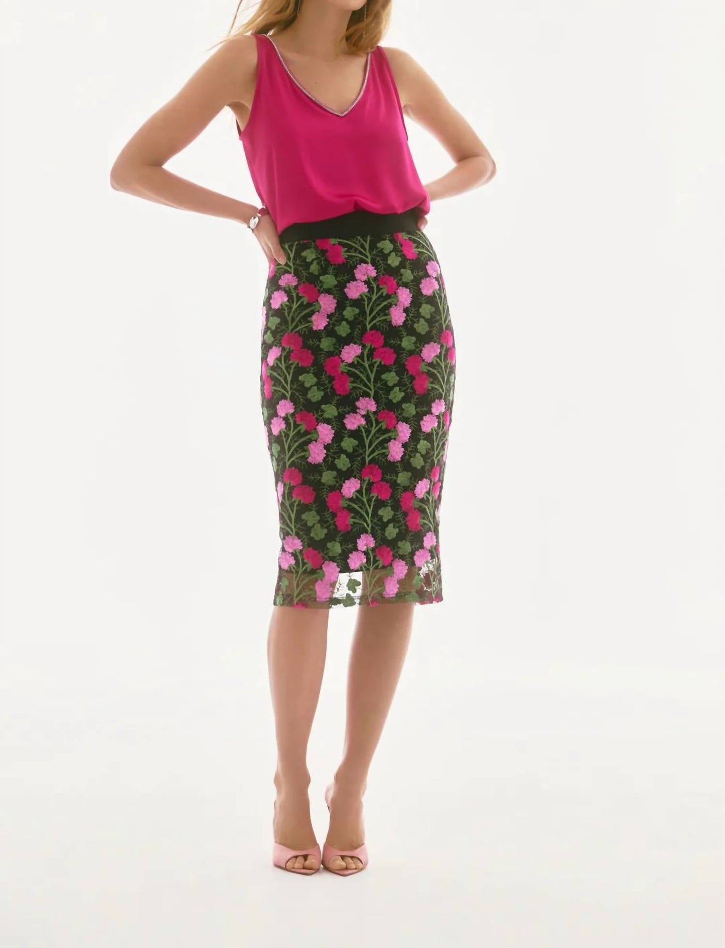 Joseph Ribkoff - Floral Embroidered Pencil Skirt