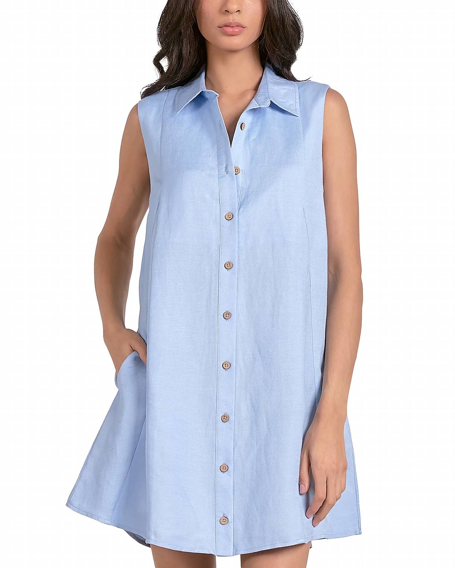 Elan - Collared Mini Shirt Dress