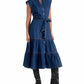 Elan - Denim Cap Sleeve Midi Dress