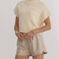 Entro - Ribbed Knit Sweater Top With Pocket