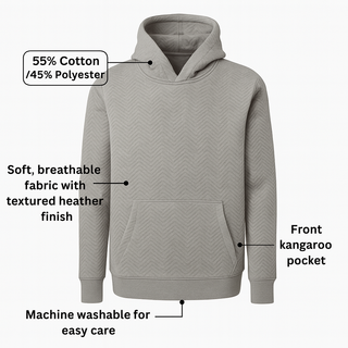 Men's Hoodie Heather Herringbone Pullover Sweatshirt – Everyday Comfort Fit, Soft Cotton Blend, Easy Care