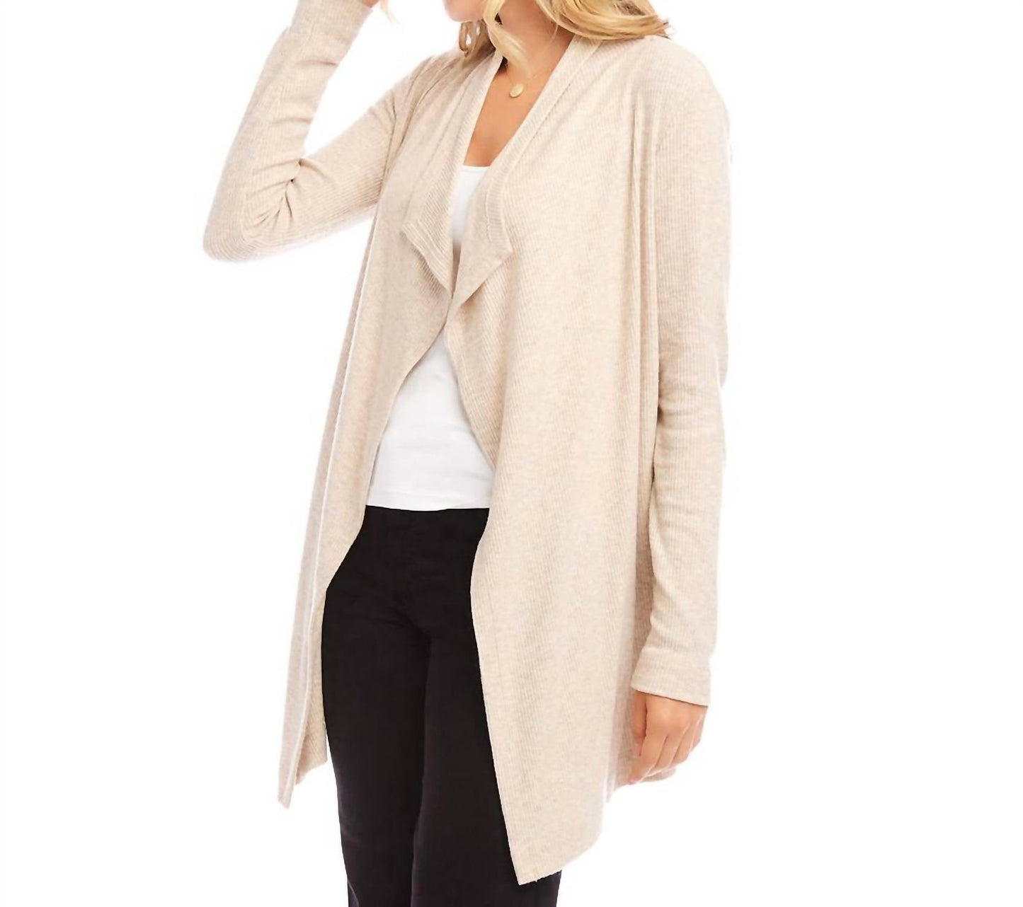 Karen Kane - Ribbed Drape Front Cardigan