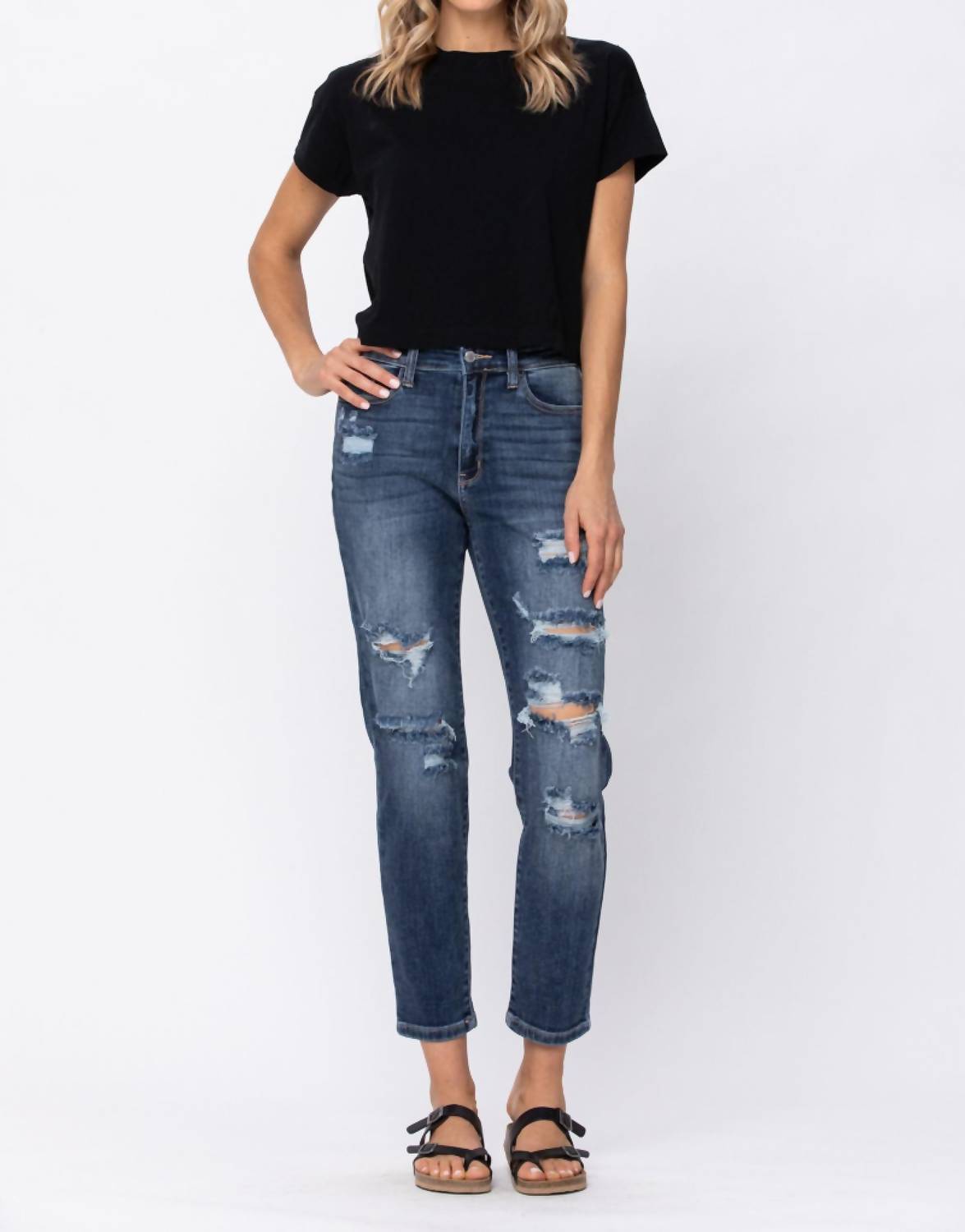 judy-blue-hi-waist-boyfriend-destroyed-hem-jeans