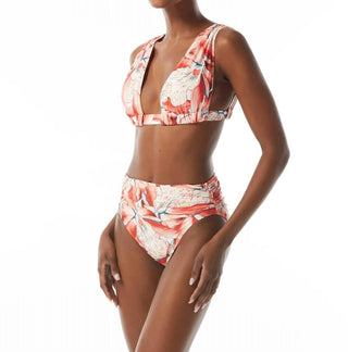 Carmen Marc Valvo - Ruched Swim Floral Bikini Top