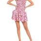 Baby Pink - Women's Printed Smocked Embroidered Mini Dress