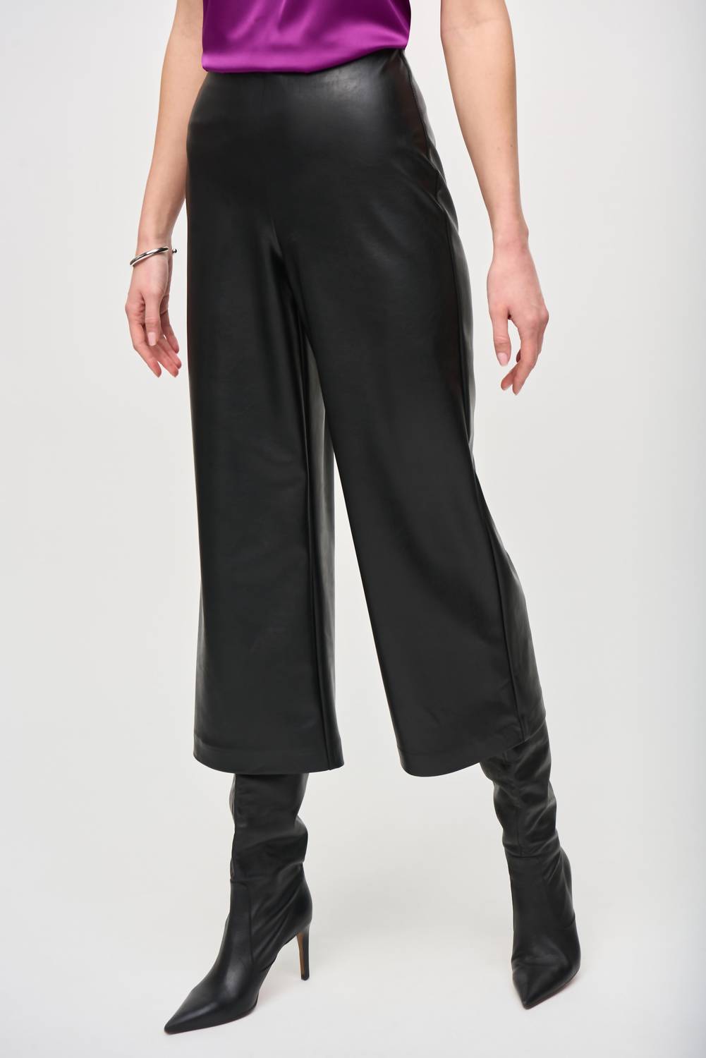 Joseph Ribkoff - Leatherette Pull On Culotte Pants