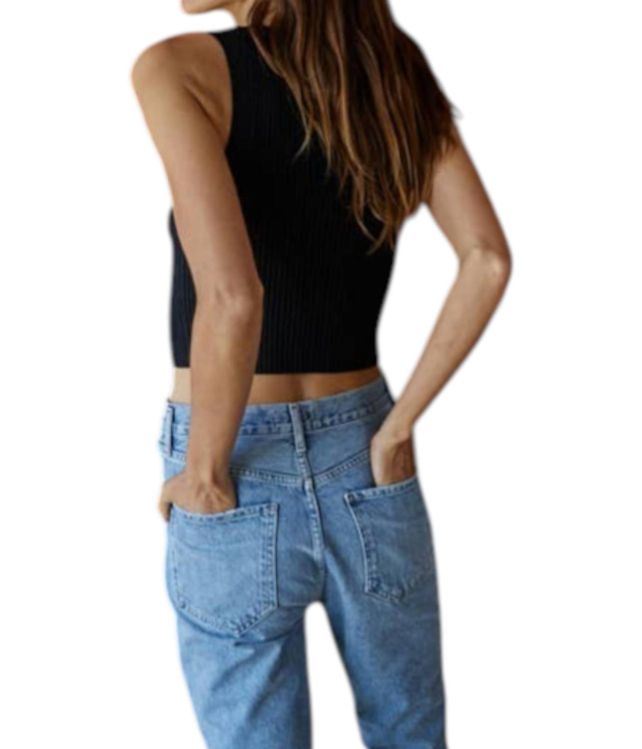 By Together - Knit Sweater Crew Neck Sleeveless Crop Top