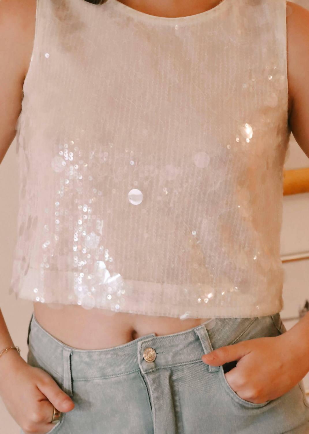 2.7 August Apparel - Finding Seashells Sequin Top