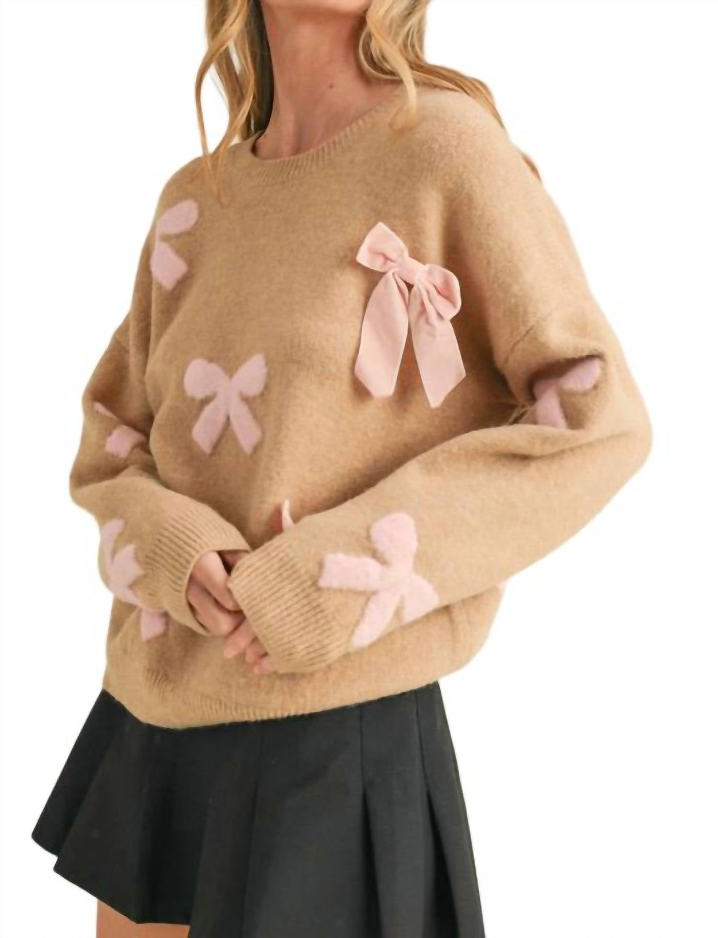 &Merci - Velvet Bow Knit Sweater