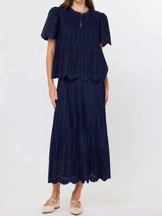 Current Air - Pleated Eyelet Midi Skirt