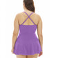 Always For Me - Plus Size Illusion Ring Front Shirred Swimdress
