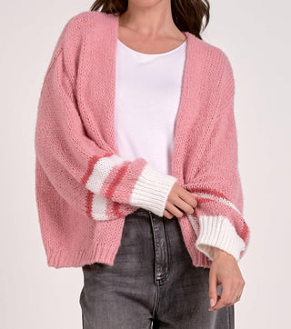 Elan - Varsity Open Front Sweater Cardigan