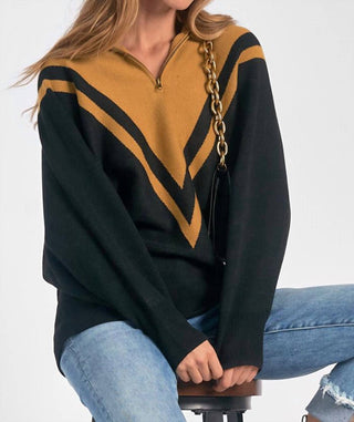 Elan - Chevron Quarter Zip Sweater